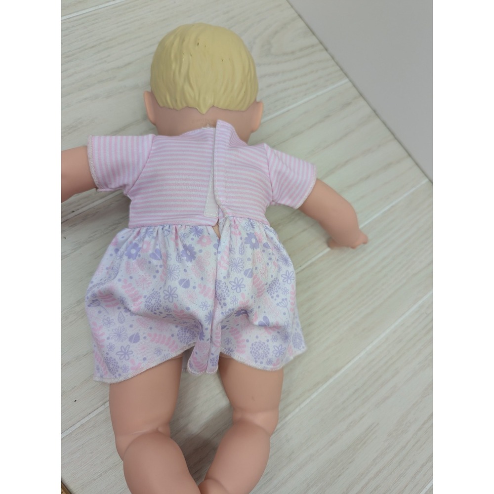 Jakks Pacific baby doll girl pink stripes purple flowers blonde soft body 14" - Picture 4 of 7